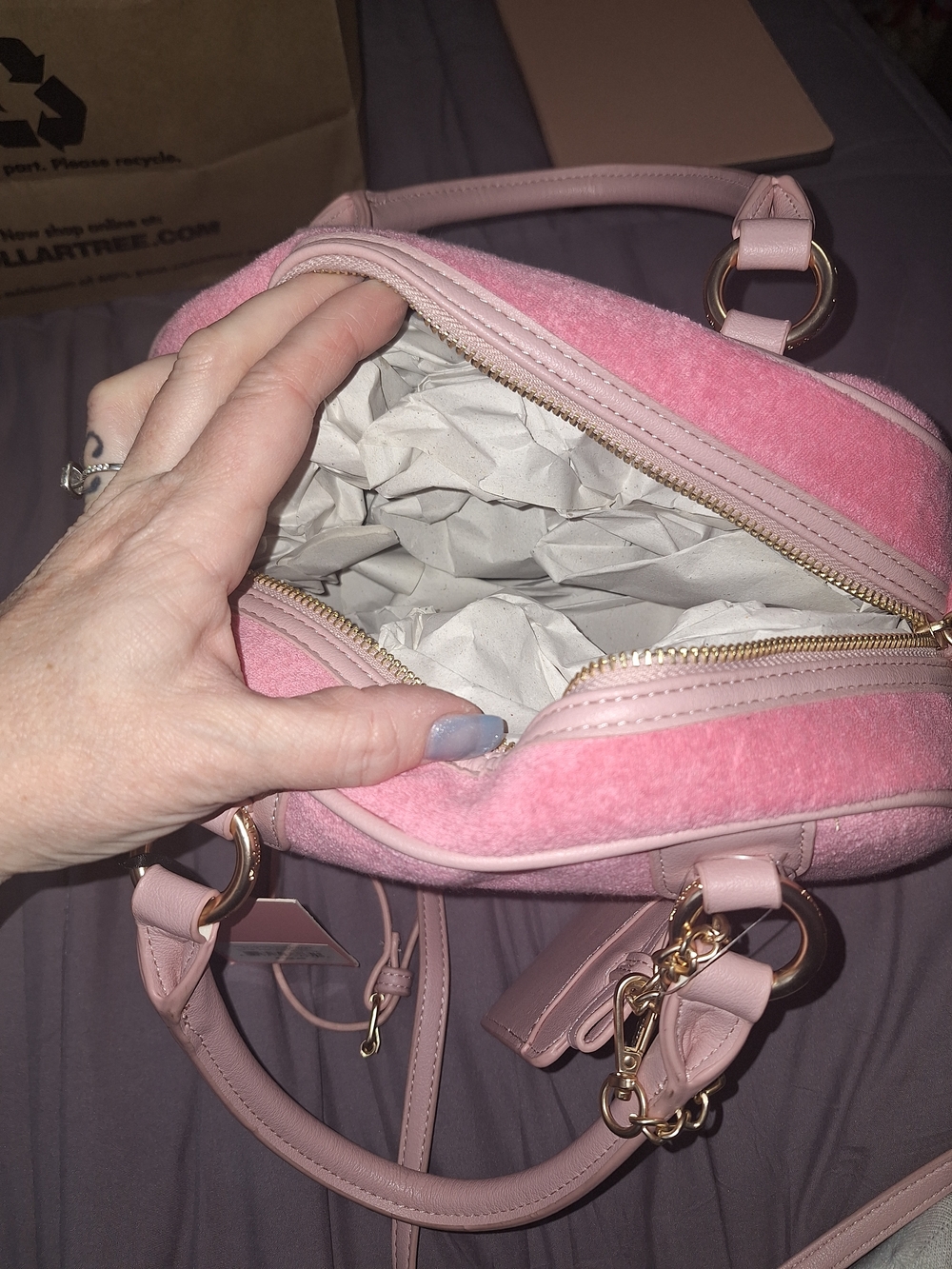 EXCLUSIVE Juicy Couture Pink Suede Dome Satchel with Gold Charm - Picture 8 of 9